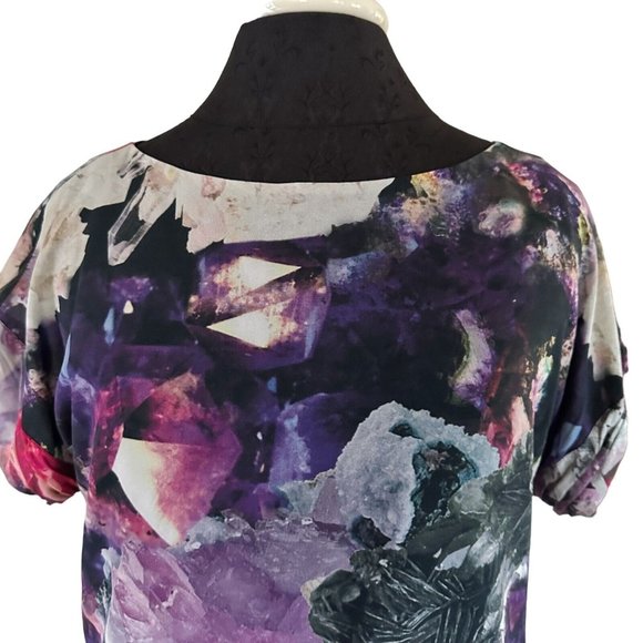Alice + Olivia Silk Blouse Size XS Multi Crystal Jewel abstract Print - Picture 1 of 8